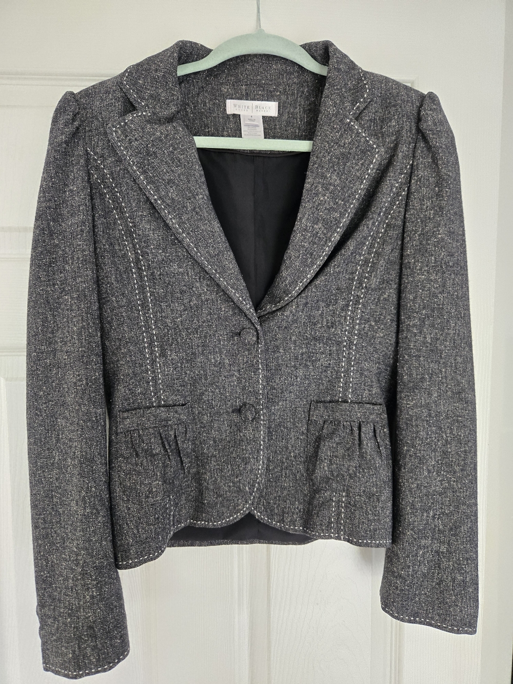 White House Black Market Charcoal Tweed Peplum Blazer
